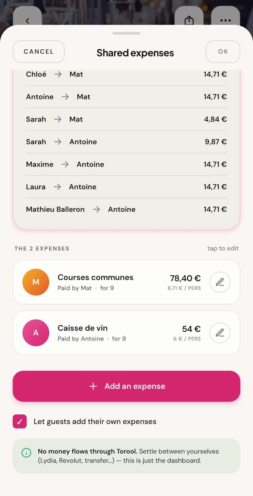 Dépenses partagées